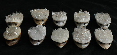 10 Natural Clear Quartz Crystal Cluster hedgehog Carved Head Sculpture Healing