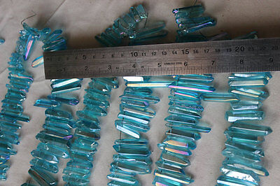 2.6KG 350Pcs Rainbow Aqua Aura Quartz Crystal Point Titanium Coating Pendant Necklace