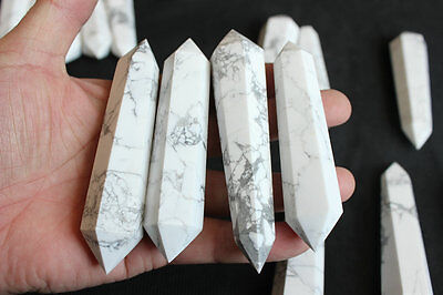 2KG 40Pcs Natural White Howlite Stone Crystal Double Points Wand Healing Wholesales