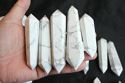 2KG 40Pcs Natural White Howlite Stone Crystal Double Points Wand Healing Wholesales