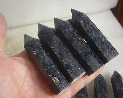 2KG  20-30 Pieces Natural Arfvedsonite & Garnet Blue Flashes Points Polished Healing,Wholesales