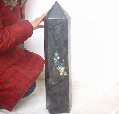 28.5KG 62.75LB 27.3" Huge Natural Rainbow Labradorite Gem Stone Crystal Point Healing