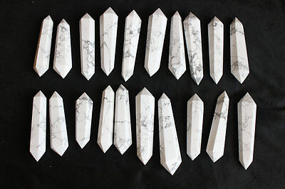 2KG 40Pcs Natural White Howlite Stone Crystal Double Points Wand Healing Wholesales