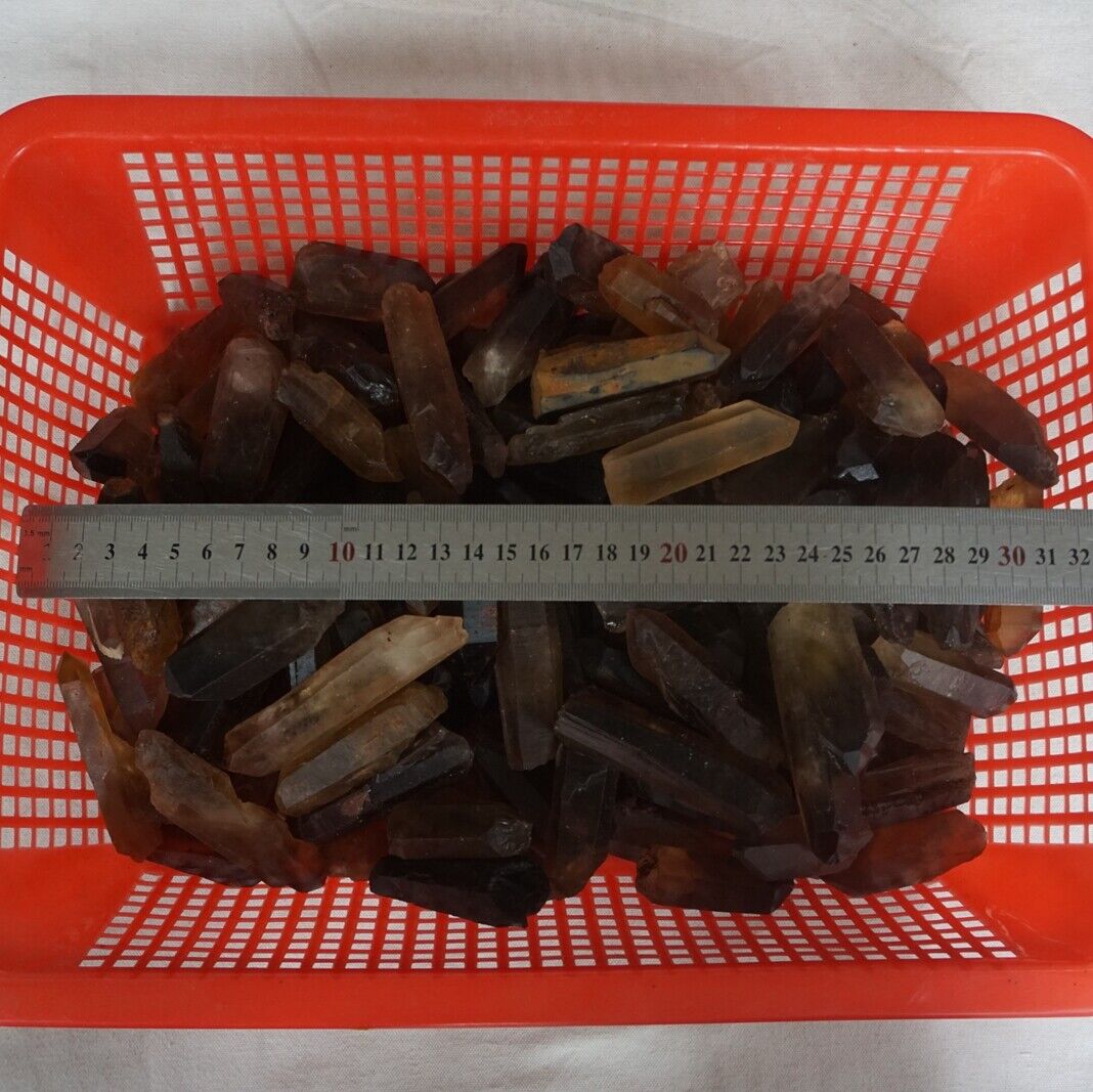 2.2LB 1kg 28Pcs Natural Raw Smokey Clear Quartz Crystal Points Original Brazil