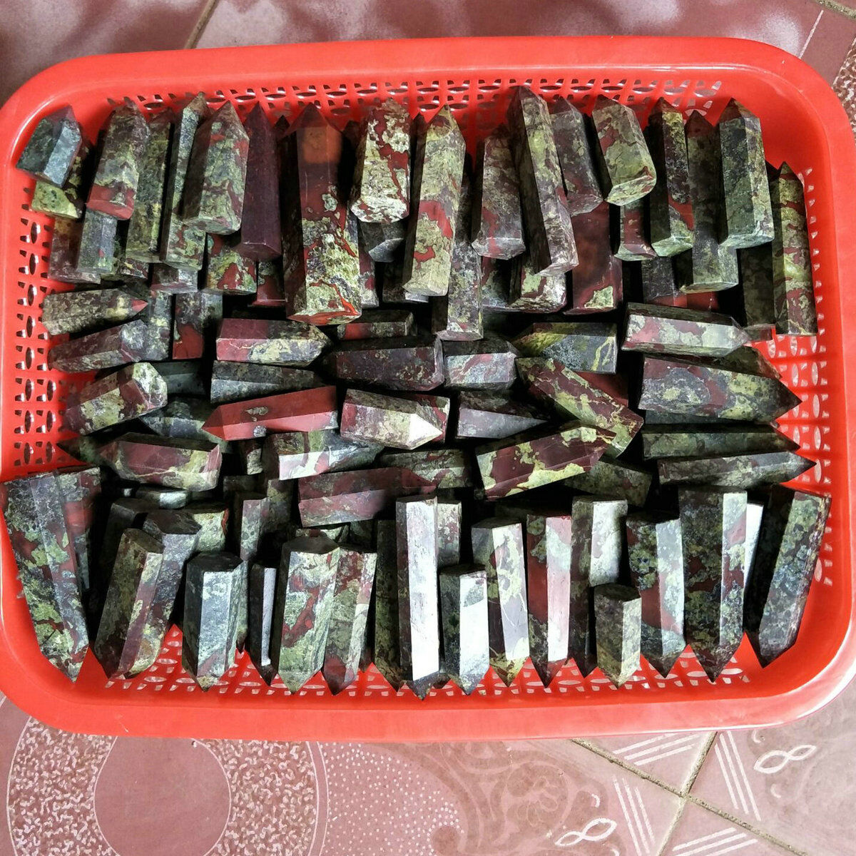 5KG Natural Dragon Blood Stone Jasper Crystal Point Tower Healing Wholesales