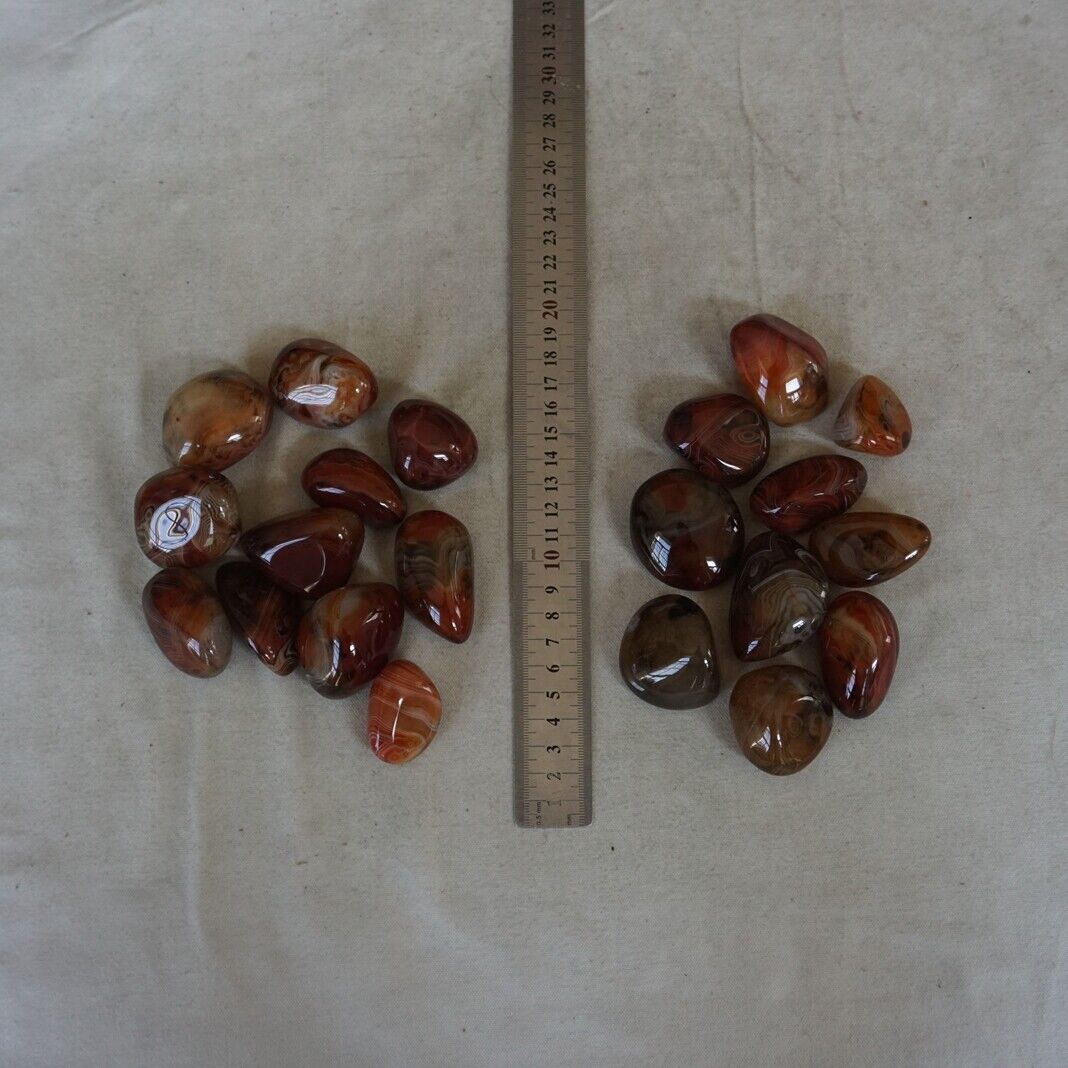 2KG 40 Pieces Natural Sardonyx Carnelian Silk Agate Quartz Crystal Tumbled Palm Stones Healing