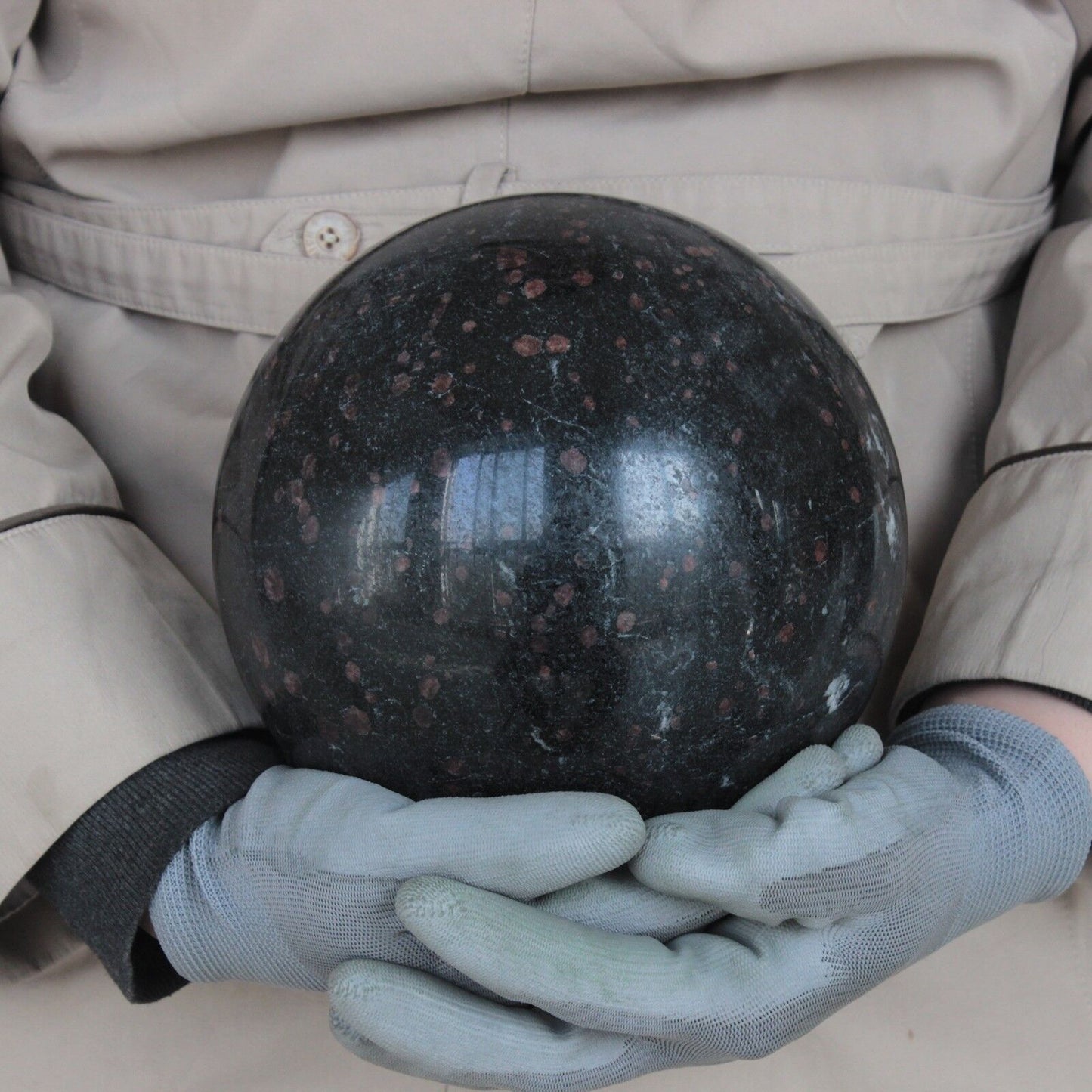 9.4KG 20.74LB 179MM Natural Black Tourmaline Garnet Sphere Ball Polished Healing