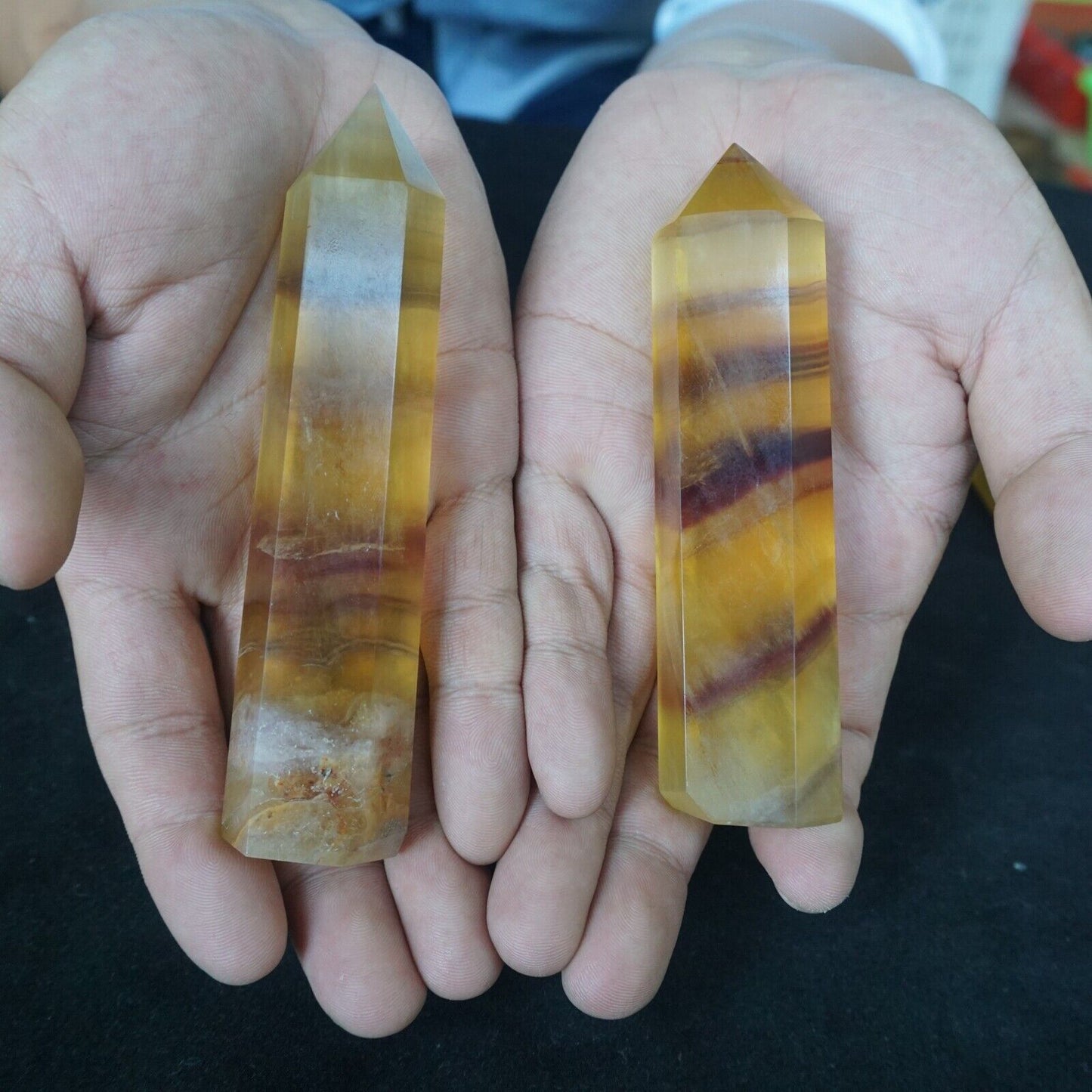 2KG 4.4LBLB 8Pcs Natural Golden Fluorite Quartz Crystal Point Tower Polished Healing