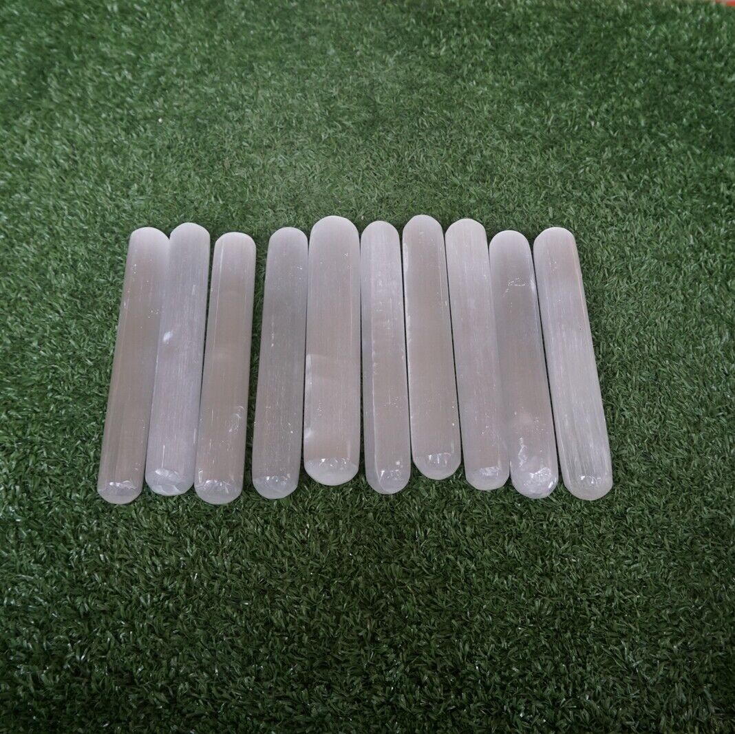 10 Pieces Glowing Selenite Crystal Psychic Powerful Energy Wands Sticks Healing