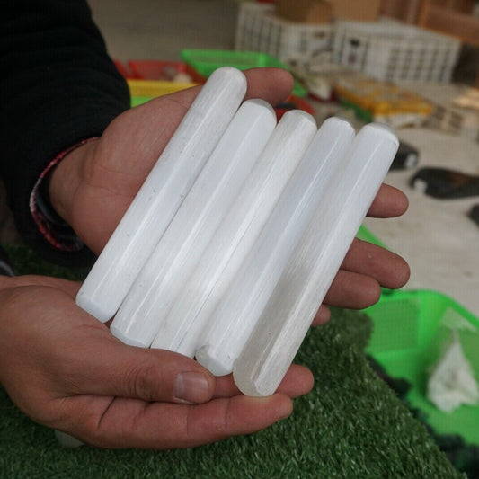 10 Pieces Glowing Selenite Crystal Psychic Powerful Energy Wands Sticks Healing