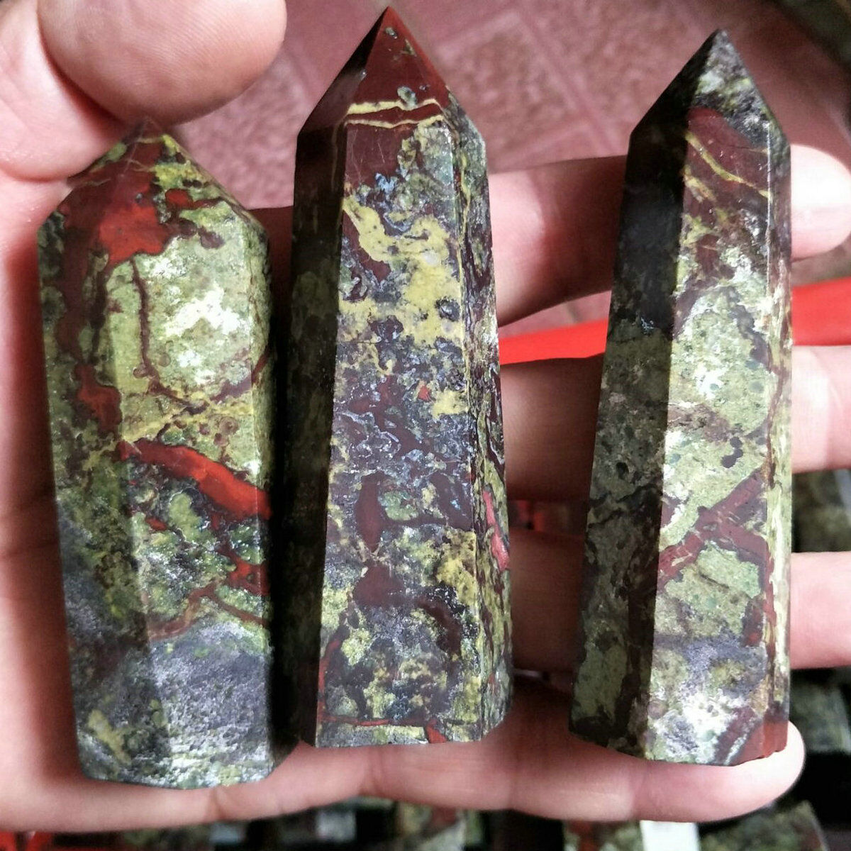 5KG Natural Dragon Blood Stone Jasper Crystal Point Tower Healing Wholesales