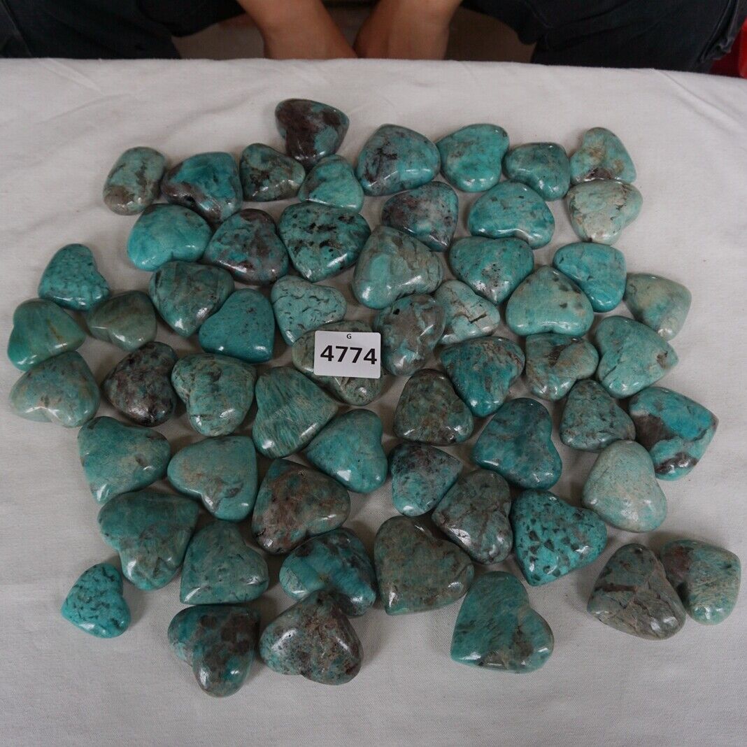 1KG 12Pcs 2.2LB Natural Green Amazonite Quartz Crystal Heart Palm Stone Healing