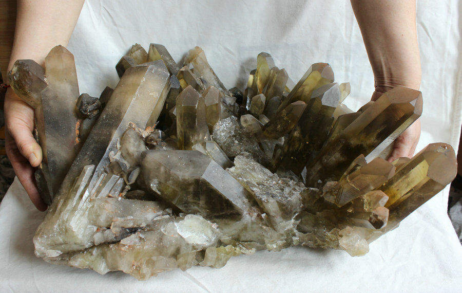 26kg 57LB Huge Raw Natural Smoke Citrine Quartz Crystal Cluster Points Rock Specimen