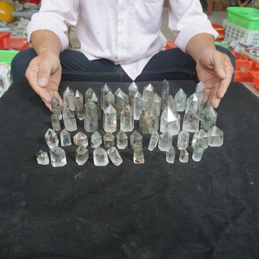 1.66kg 50Pcs 3.6LB Natural Phantom Ghost Clear Quartz Crystal Point Tower Healing Bulk