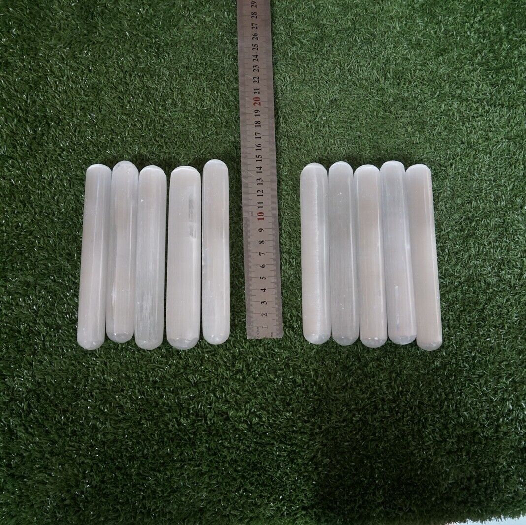 10 Pieces Glowing Selenite Crystal Psychic Powerful Energy Wands Sticks Healing