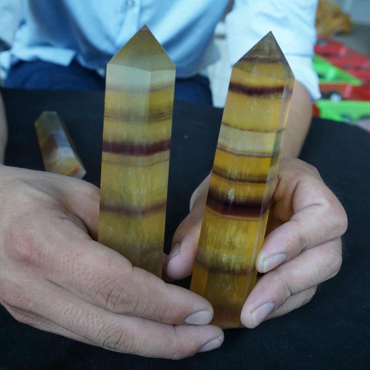 2KG 4.4LBLB 8Pcs Natural Golden Fluorite Quartz Crystal Point Tower Polished Healing