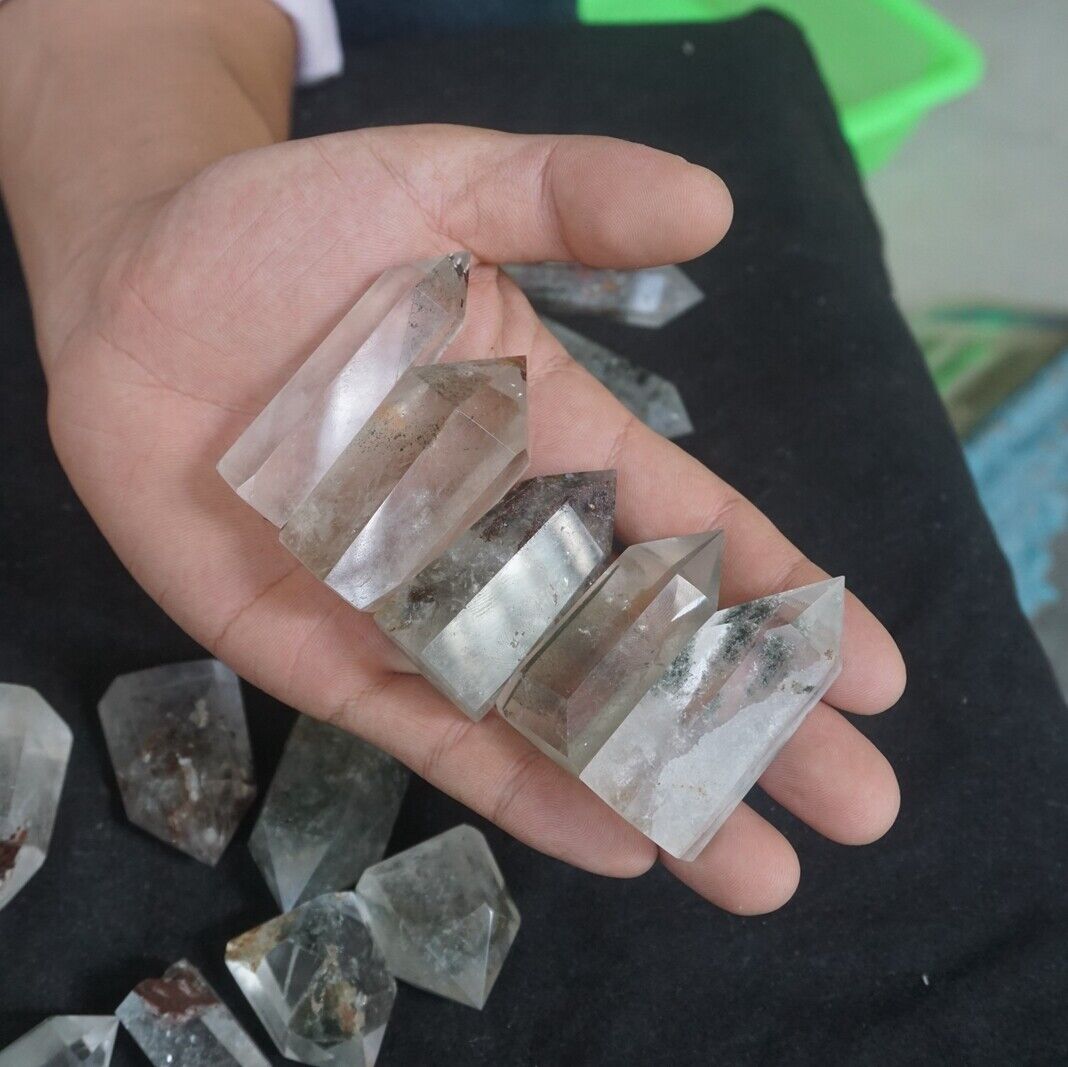 1.66kg 50Pcs 3.6LB Natural Phantom Ghost Clear Quartz Crystal Point Tower Healing Bulk