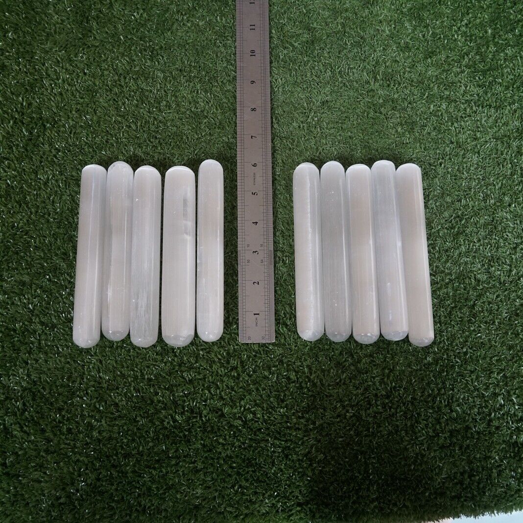 10 Pieces Glowing Selenite Crystal Psychic Powerful Energy Wands Sticks Healing