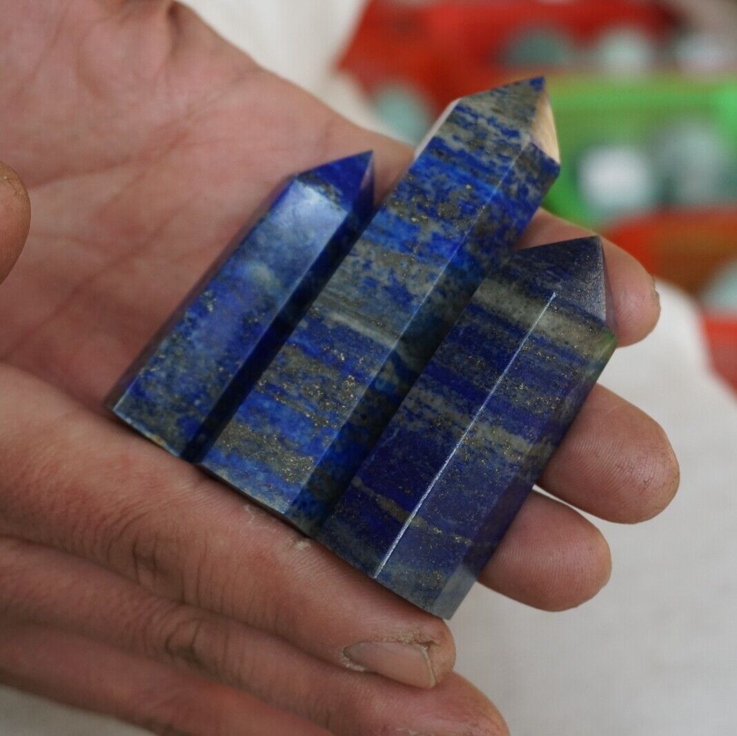 2kg 28Pieces 4.4LB Natural Lapis Lazuli & Pyrite Crystal Point Tower Healing Brazil