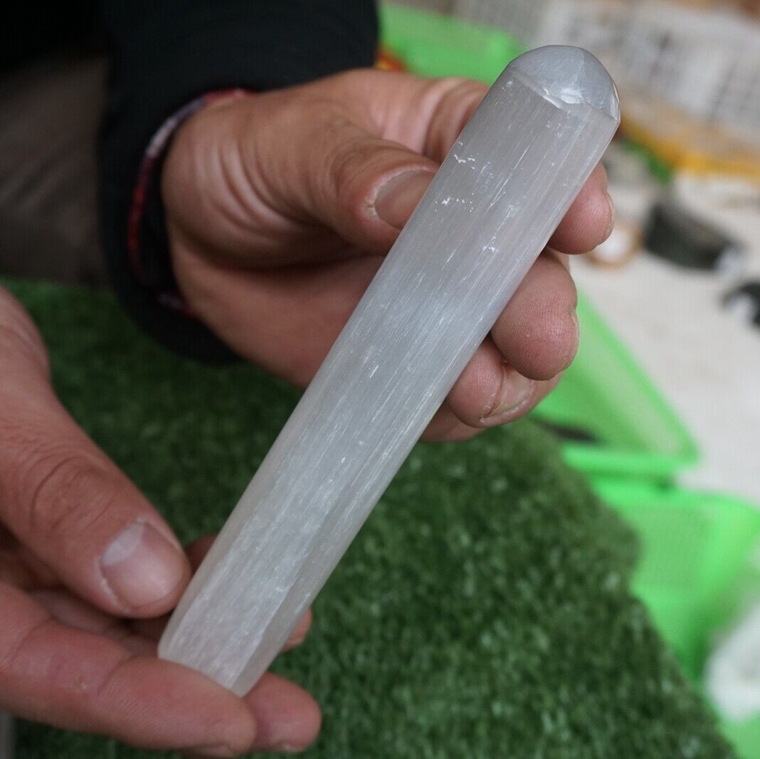 10 Pieces Glowing Selenite Crystal Psychic Powerful Energy Wands Sticks Healing