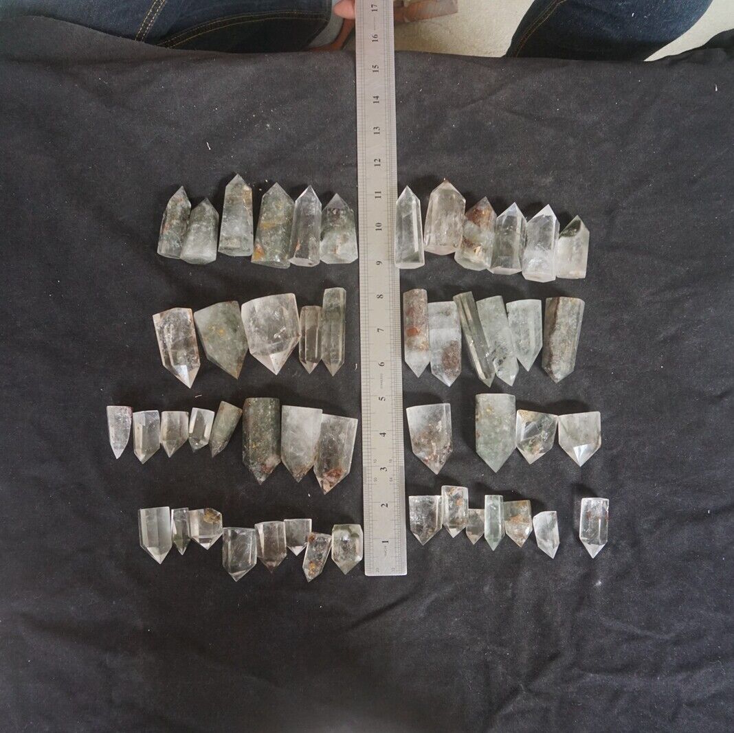 1.66kg 50Pcs 3.6LB Natural Phantom Ghost Clear Quartz Crystal Point Tower Healing Bulk