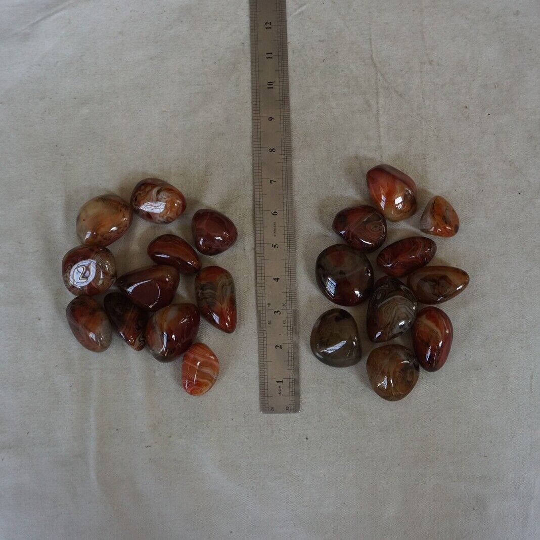 2KG 40 Pieces Natural Sardonyx Carnelian Silk Agate Quartz Crystal Tumbled Palm Stones Healing