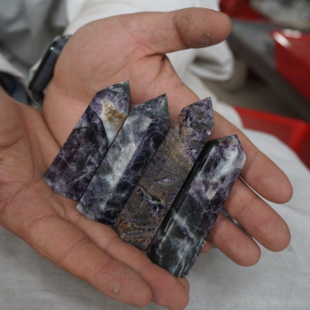 2KG 4.4LB 20Pcs Natural Phantom Chevron Fluorite Quartz Crystal Point Tower Healing