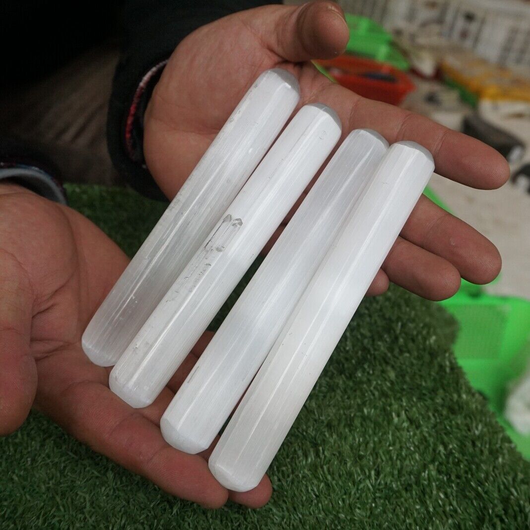 10 Pieces Glowing Selenite Crystal Psychic Powerful Energy Wands Sticks Healing