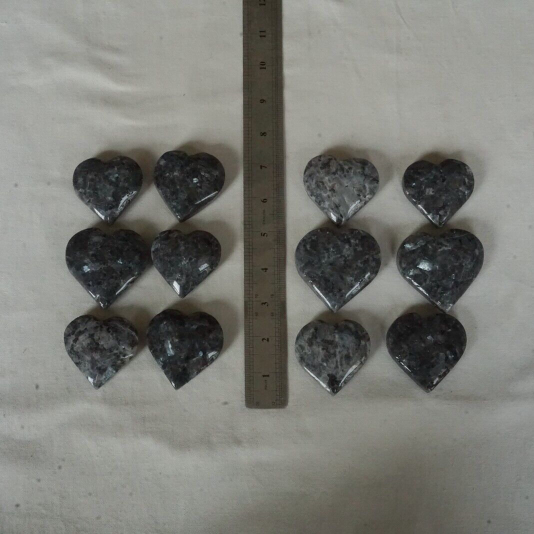 2KG 4.4LB 24Pcs Natural Blue Flashy Larvikite Labradorite Crystal Love Heart Healing