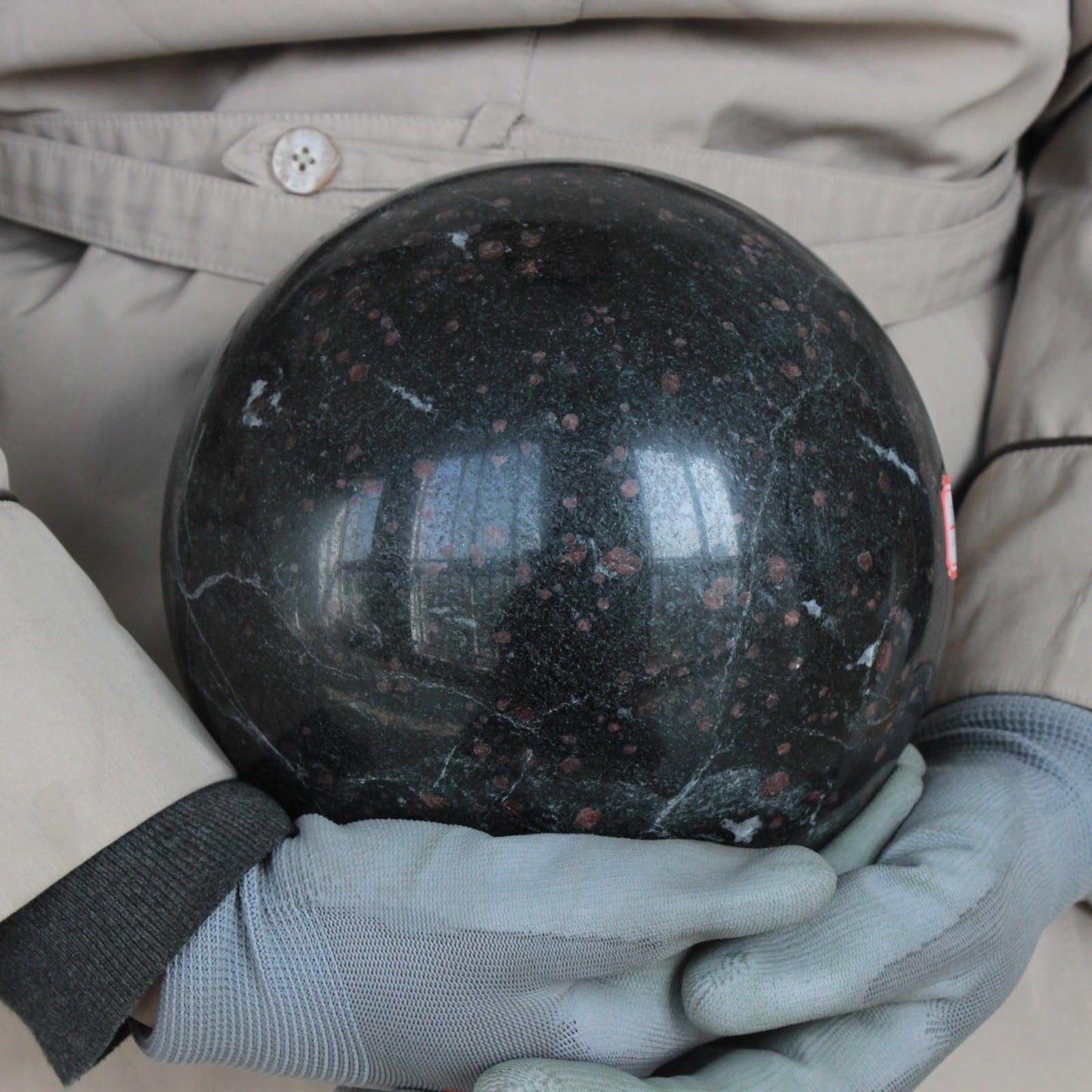 9.4KG 20.74LB 179MM Natural Black Tourmaline Garnet Sphere Ball Polished Healing