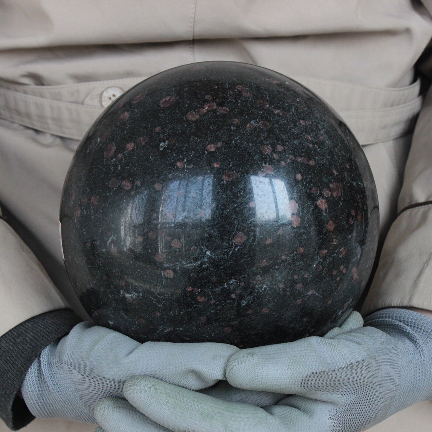 9.4KG 20.74LB 179MM Natural Black Tourmaline Garnet Sphere Ball Polished Healing