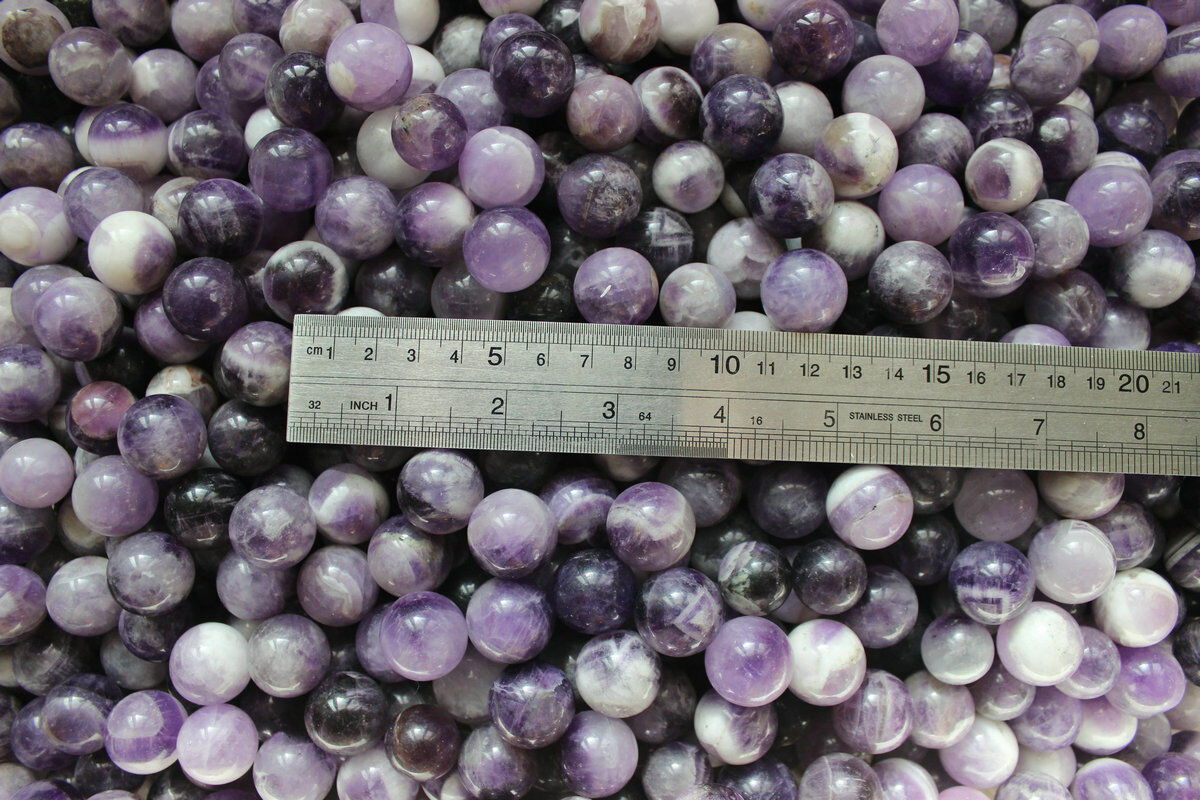 100 Pieces 2cm Natural Chevron Amethyst Quartz Crystal Spheres Balls Healing Urugua