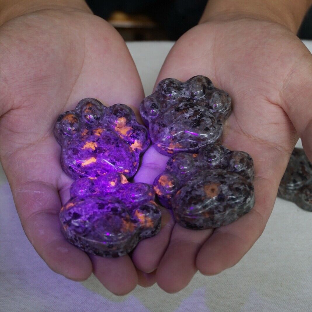 20Pcs Yooperlite Fire Stone Crystal Cat Claw Flashing Flame Under Ultraviolet