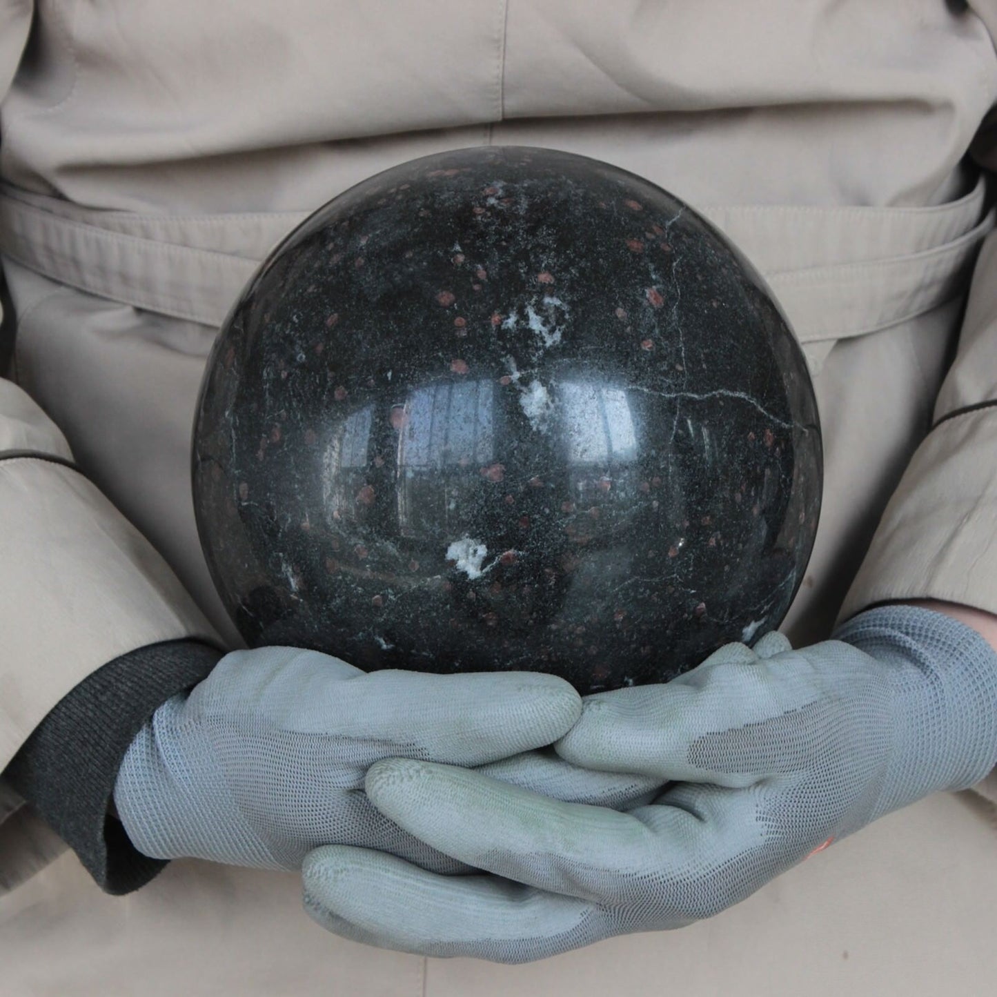 9.4KG 20.74LB 179MM Natural Black Tourmaline Garnet Sphere Ball Polished Healing