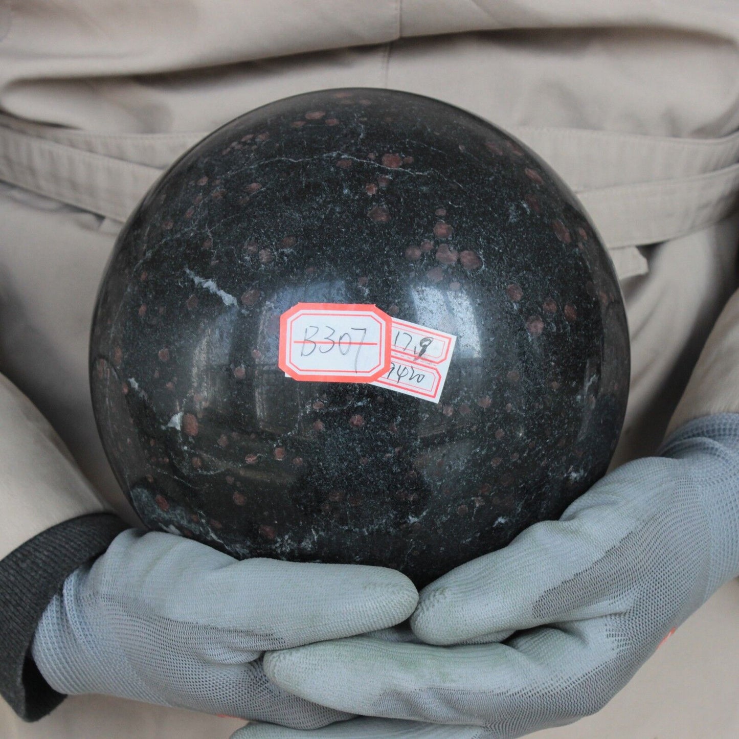 9.4KG 20.74LB 179MM Natural Black Tourmaline Garnet Sphere Ball Polished Healing