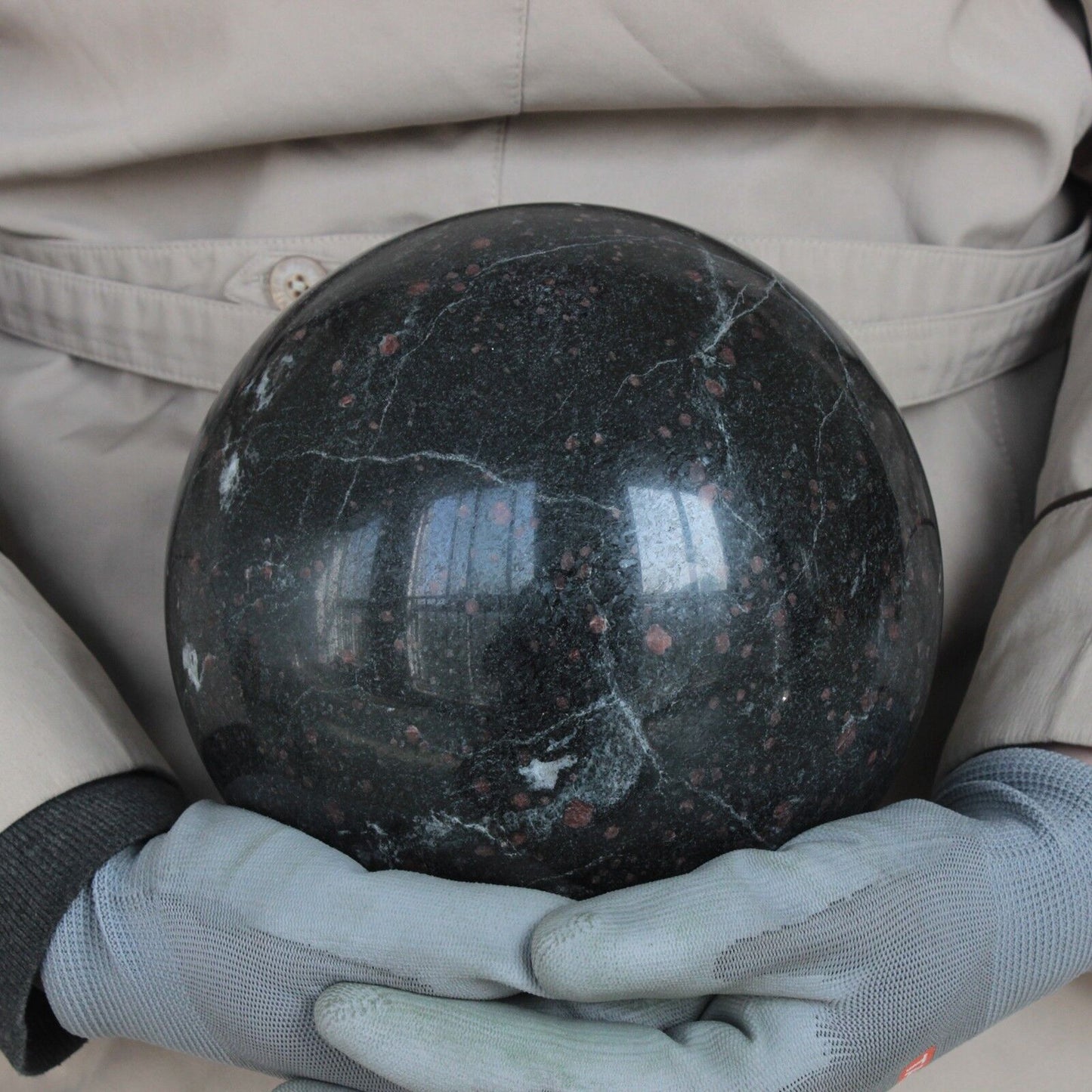 9.4KG 20.74LB 179MM Natural Black Tourmaline Garnet Sphere Ball Polished Healing