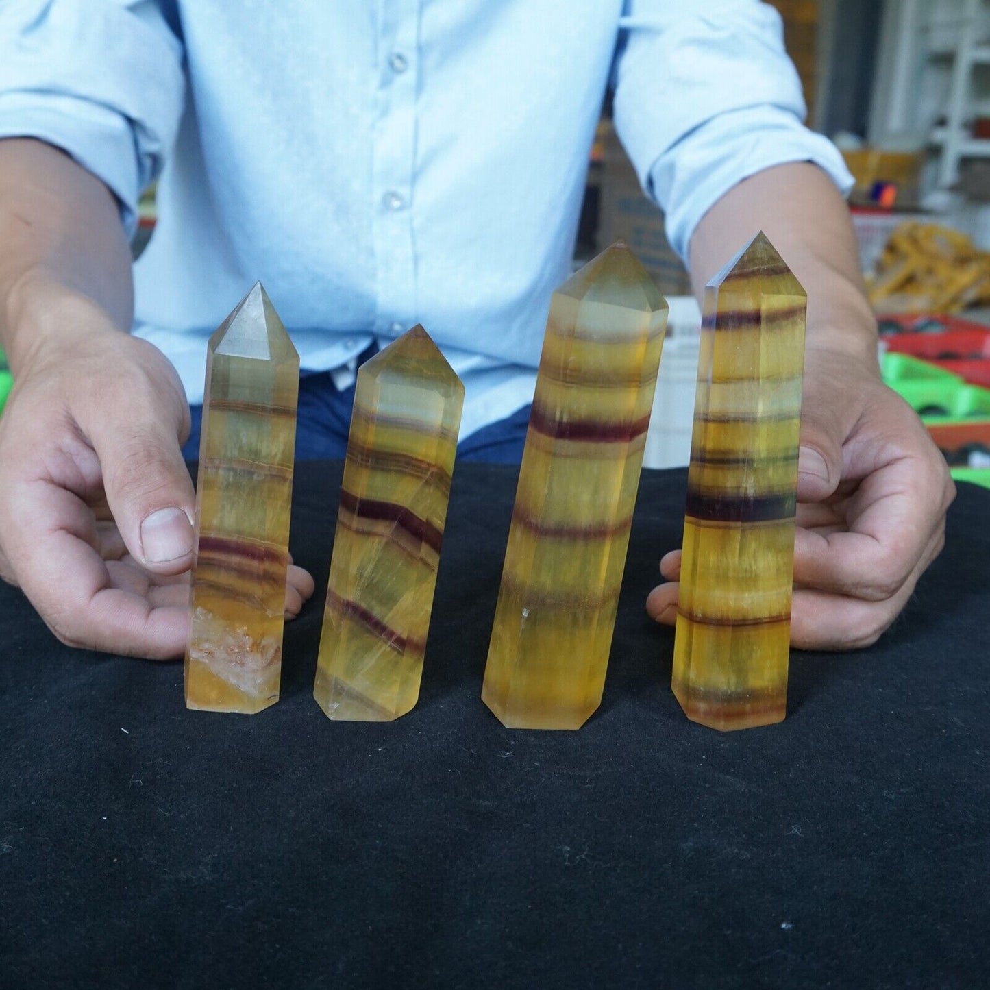 2KG 4.4LBLB 8Pcs Natural Golden Fluorite Quartz Crystal Point Tower Polished Healing