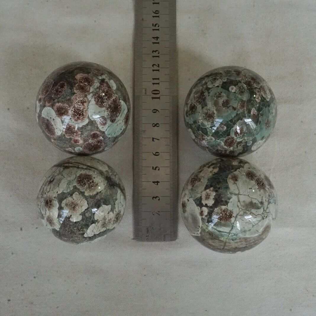 2KG 4.4LB 8Pcs Natural Green Sakura Jasper Crystal Sphere Balls Healing Russia Bulk