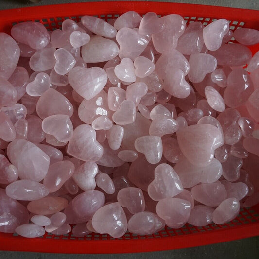 5kg 75Pcs 11LB Natural Pink Rose Quartz Crystal Heart Carved Palm Stone Healing