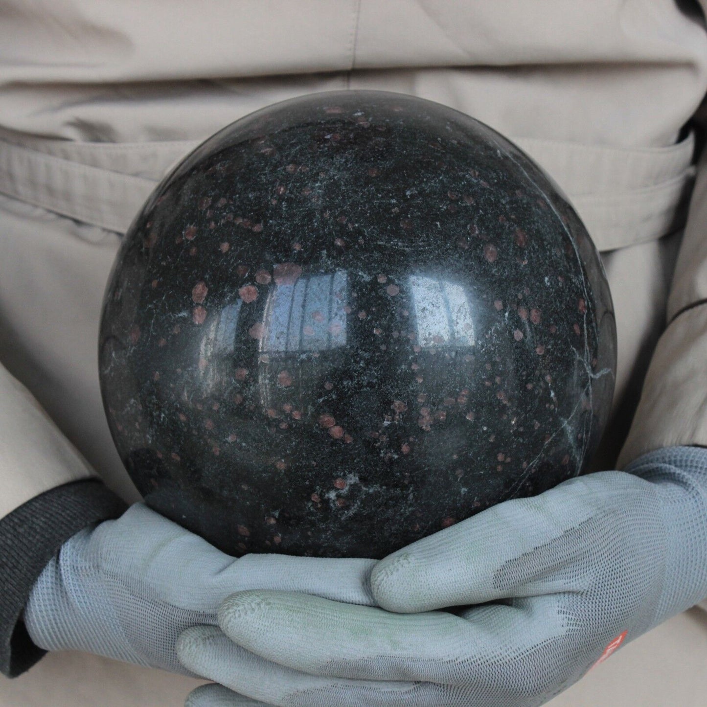 9.4KG 20.74LB 179MM Natural Black Tourmaline Garnet Sphere Ball Polished Healing