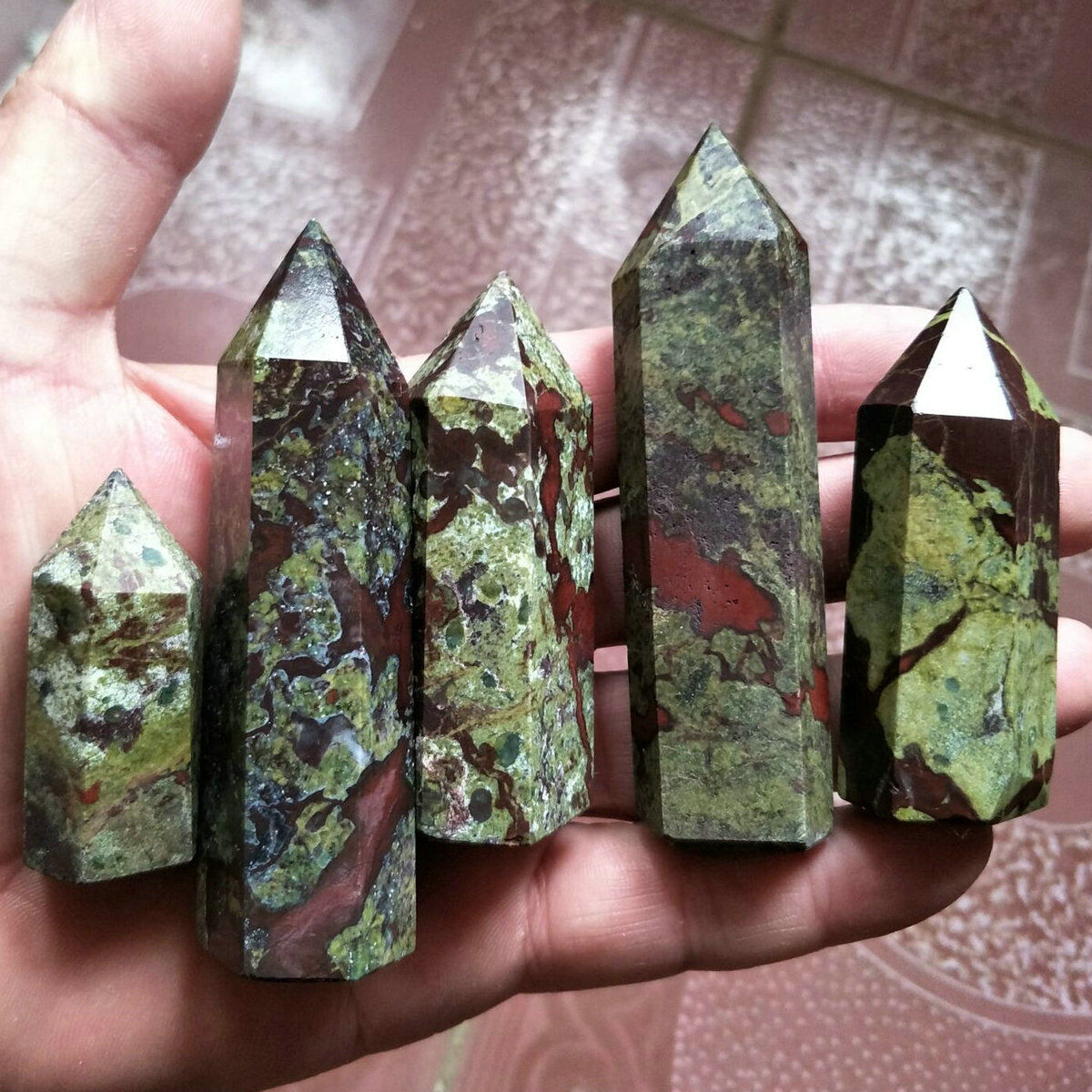 5KG Natural Dragon Blood Stone Jasper Crystal Point Tower Healing Wholesales