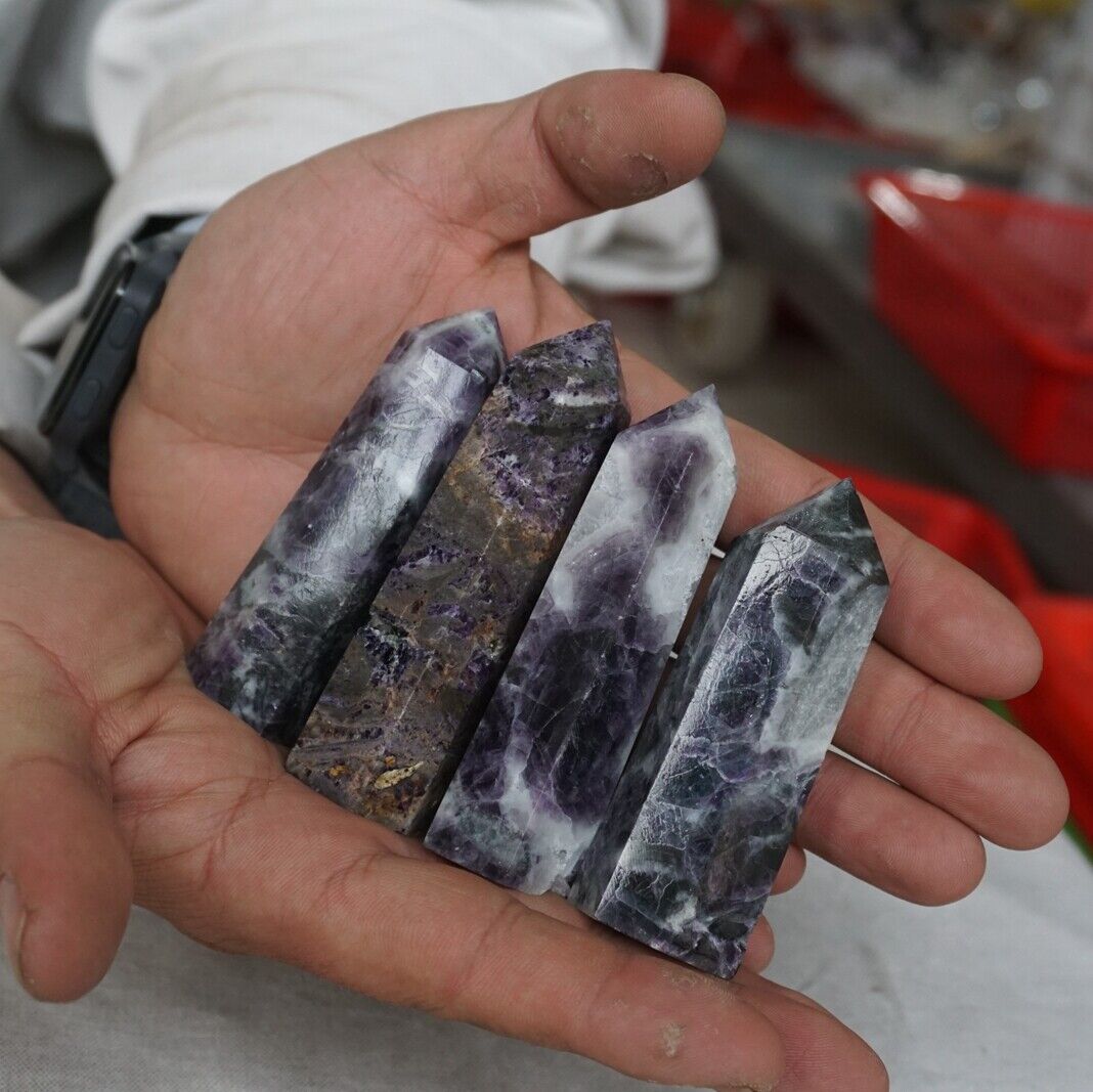 2KG 4.4LB 20Pcs Natural Phantom Chevron Fluorite Quartz Crystal Point Tower Healing