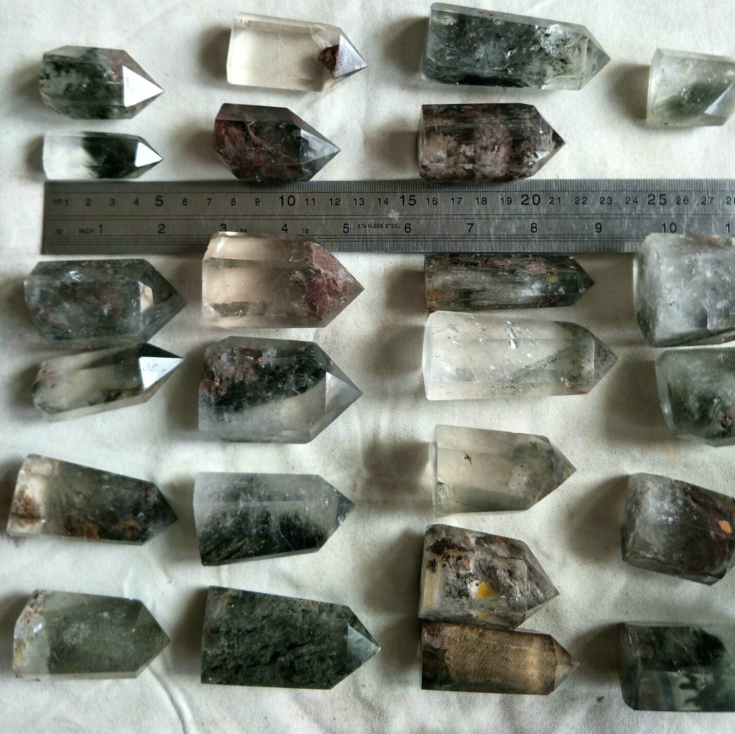 2KG 4.4LB 30Pieces Natural Phantom Ghost Clear Quartz Crystal Points Tower Healing