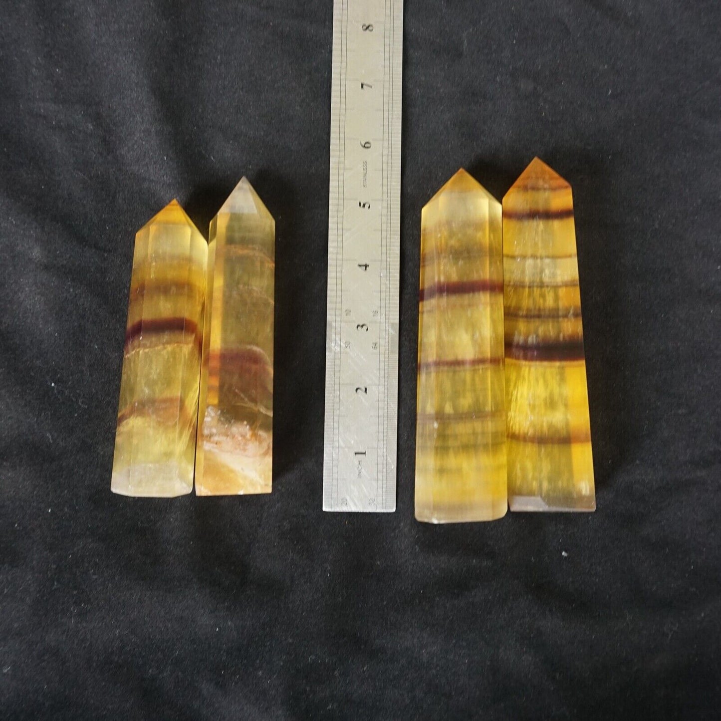 2KG 4.4LBLB 8Pcs Natural Golden Fluorite Quartz Crystal Point Tower Polished Healing