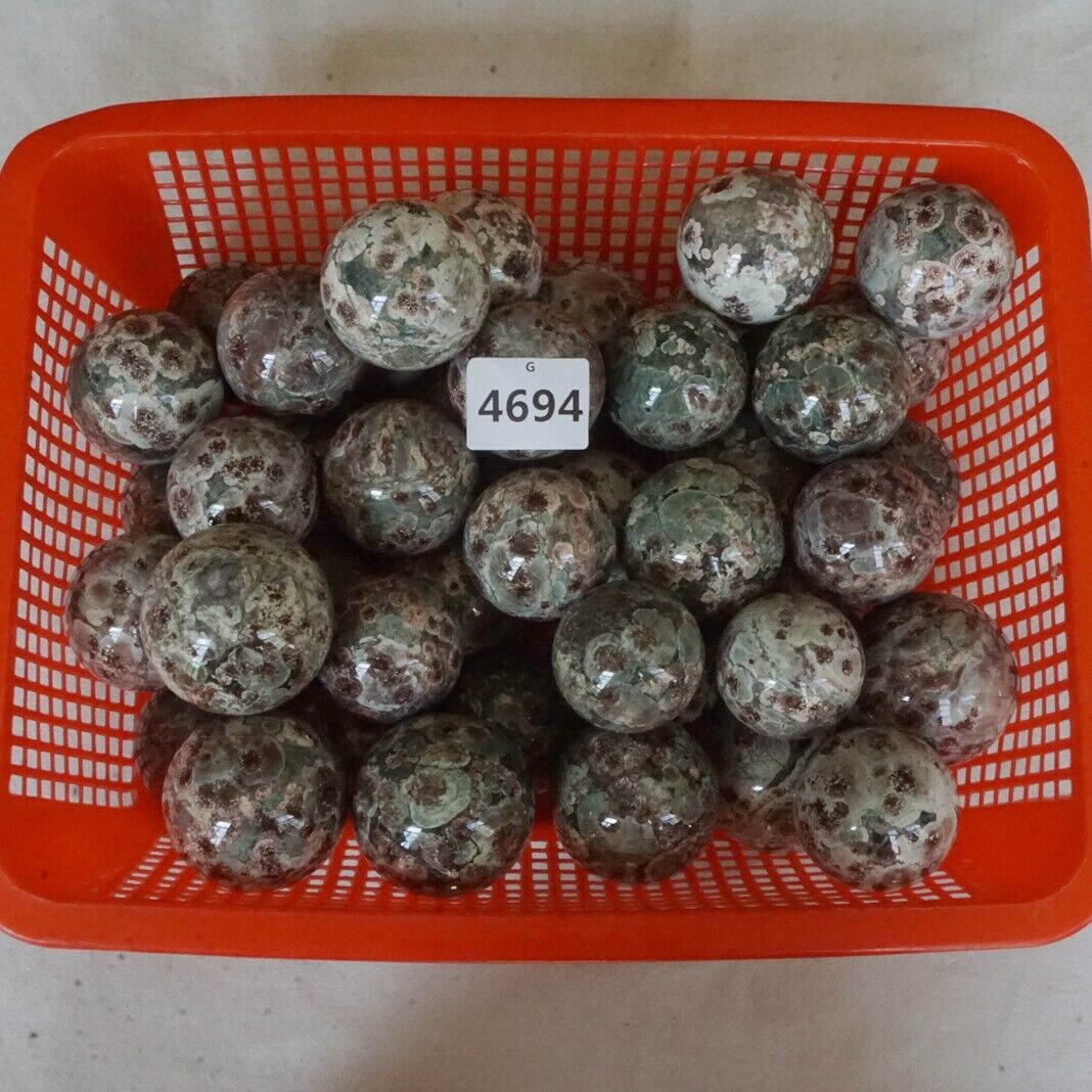 2KG 4.4LB 8Pcs Natural Green Sakura Jasper Crystal Sphere Balls Healing Russia Bulk