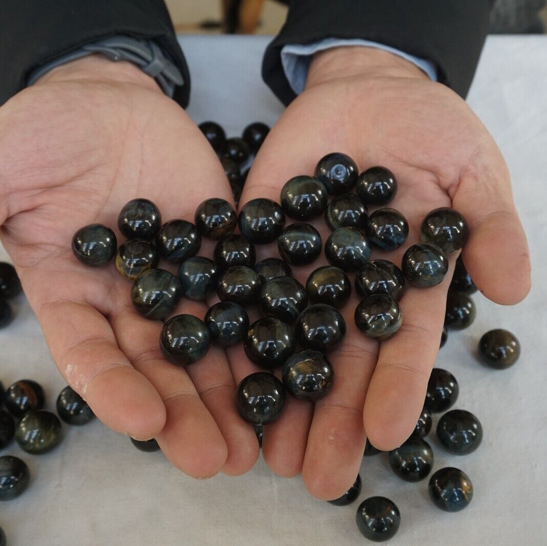 260 Pieces 2kg Natural Blue Tiger Eye Quartz Crystal Sphere Ball Healing 16-18mm