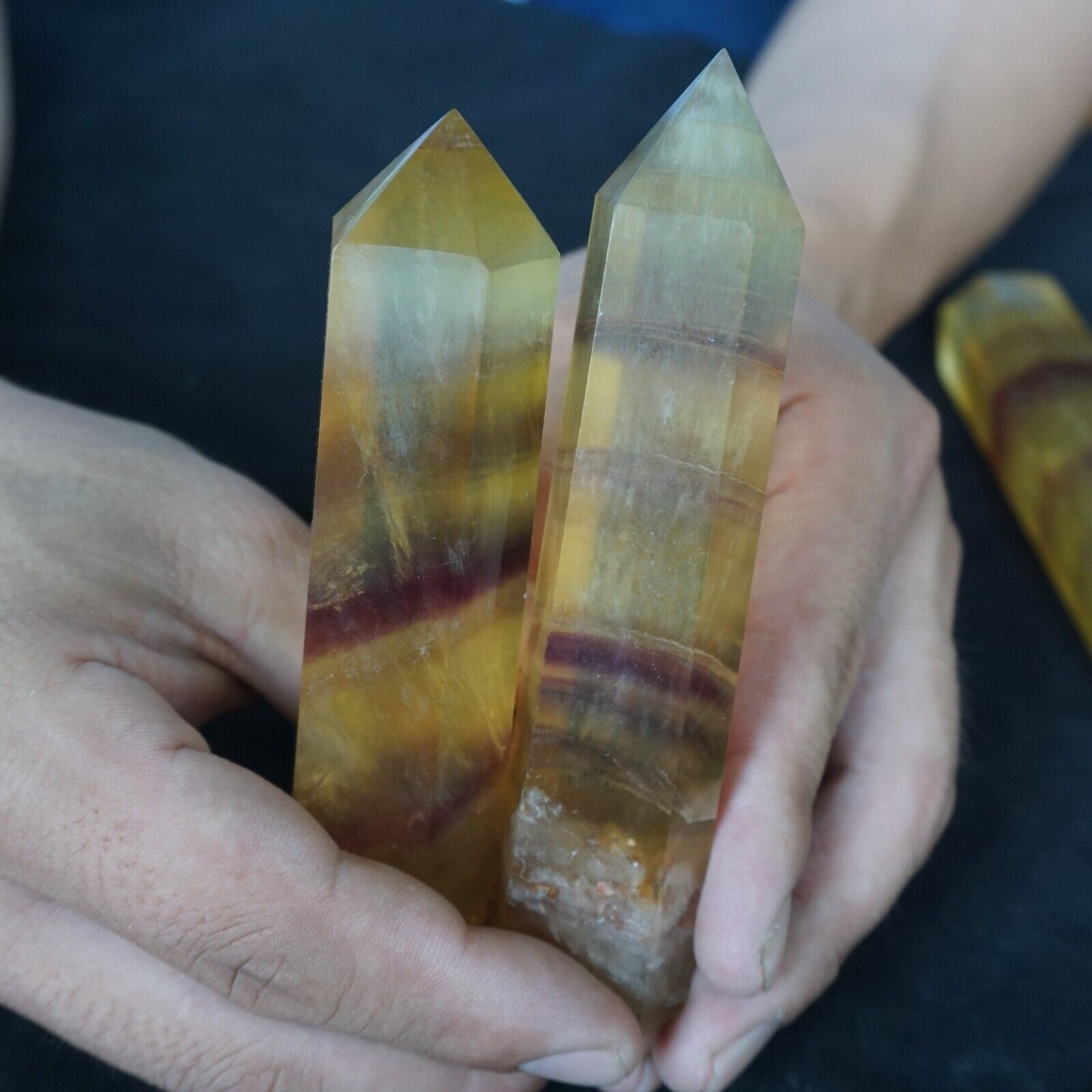 2KG 4.4LBLB 8Pcs Natural Golden Fluorite Quartz Crystal Point Tower Polished Healing