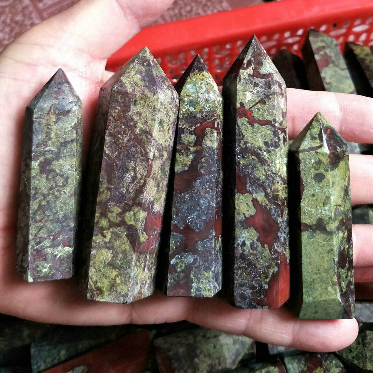 5KG Natural Dragon Blood Stone Jasper Crystal Point Tower Healing Wholesales