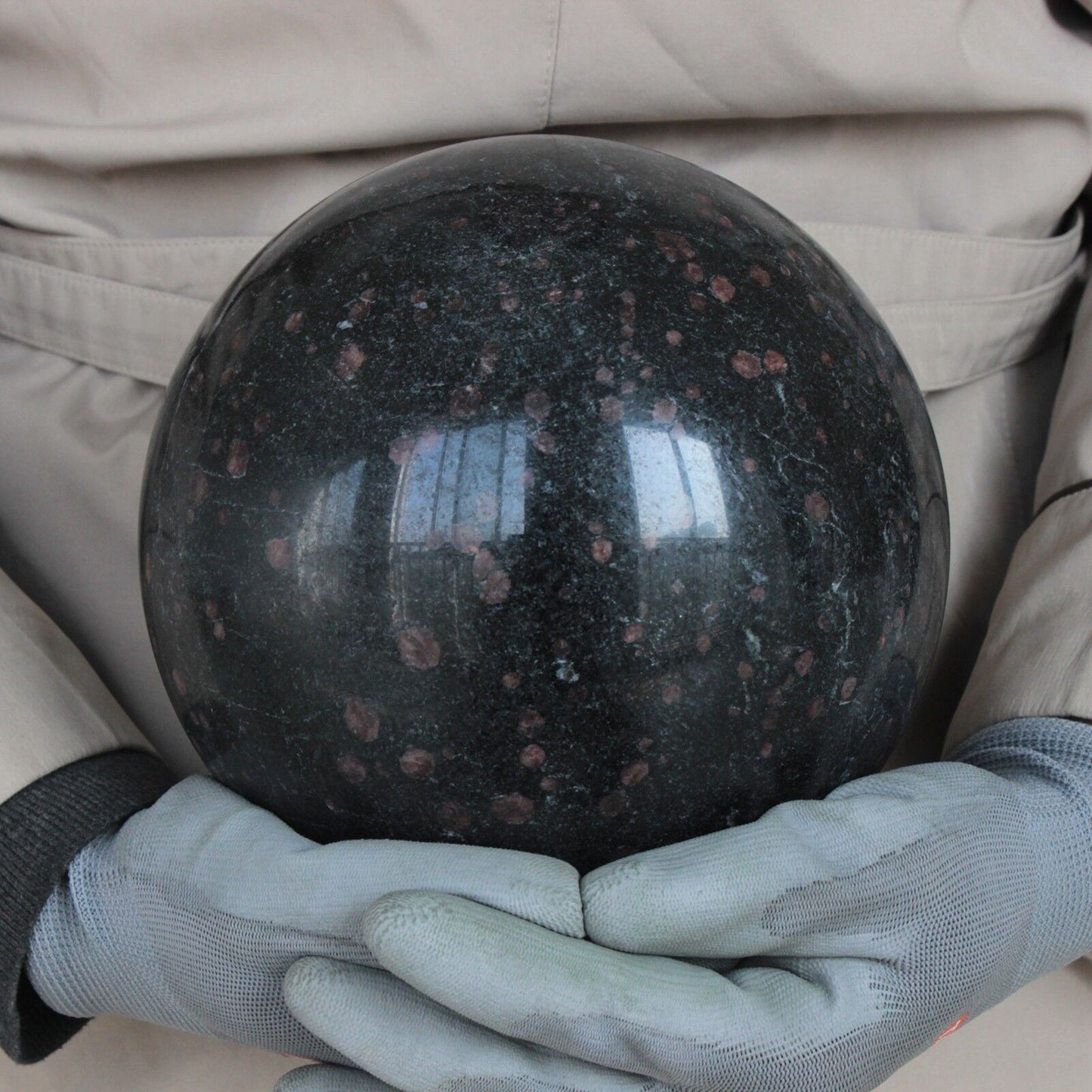 9.4KG 20.74LB 179MM Natural Black Tourmaline Garnet Sphere Ball Polished Healing