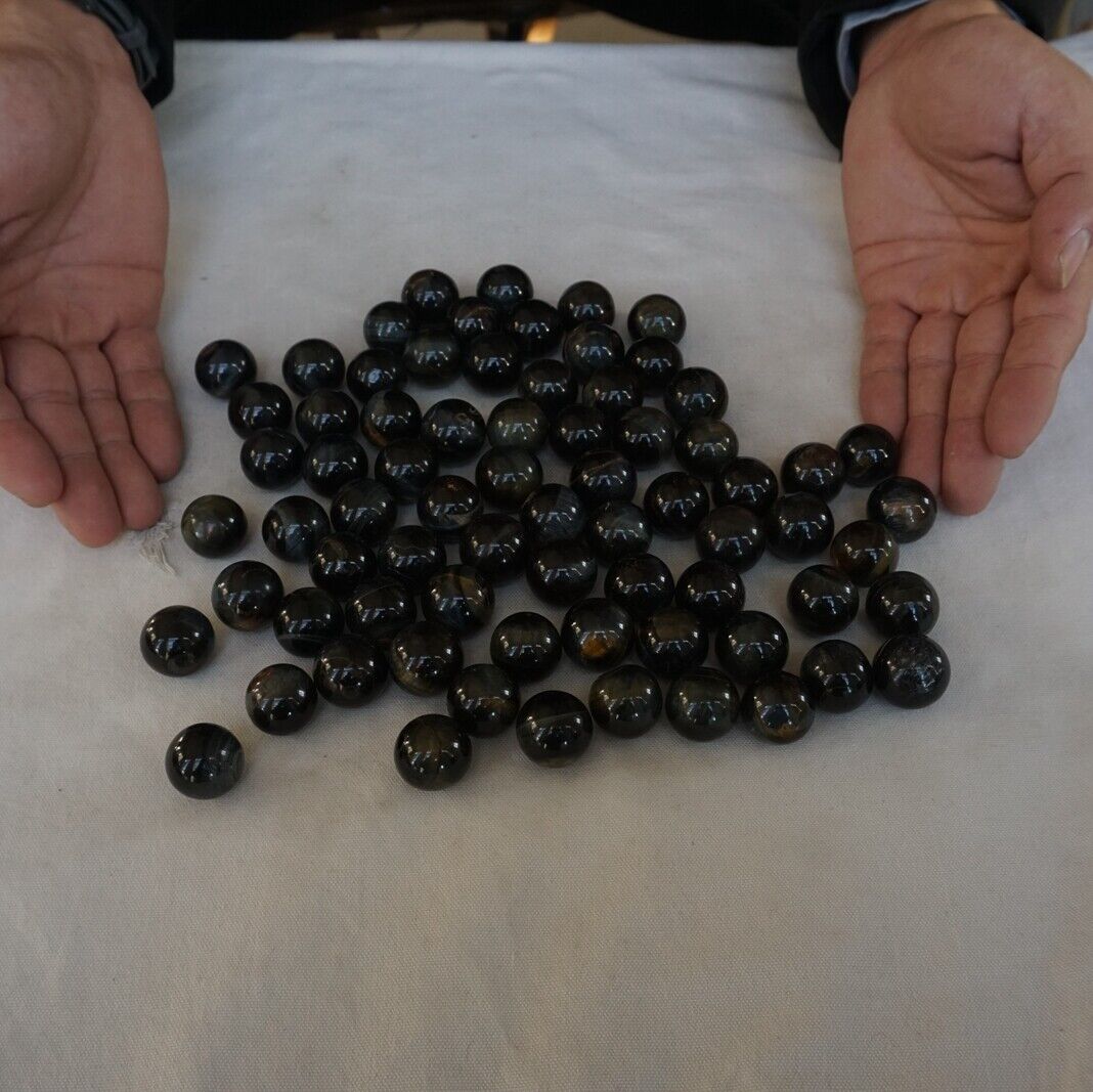 120 Pieces 2KG Natural Blue Tiger Eye Quartz Crystal Sphere Ball Healing 19-21mm